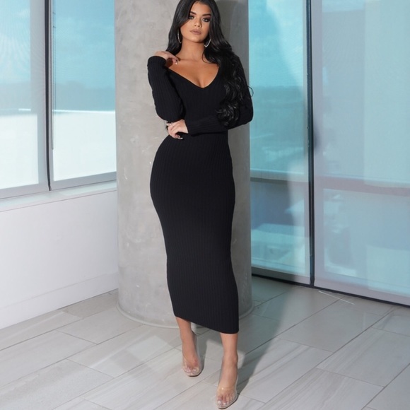 💐NWT Super Chic Black BodyCon Maxi - Picture 7 of 8